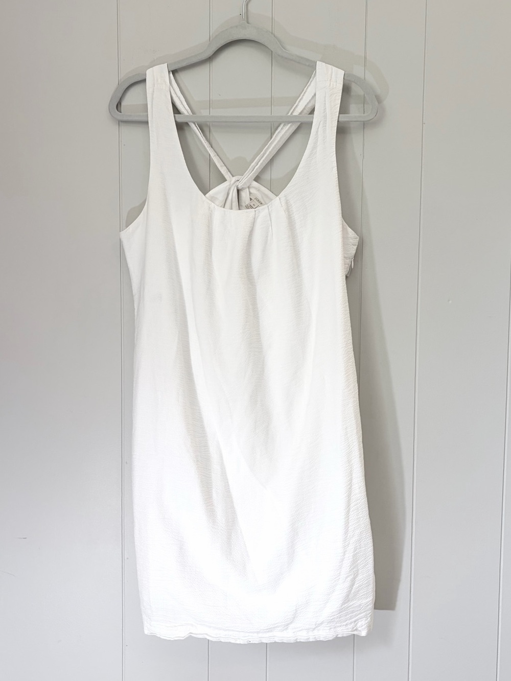 JCrew Elegant White Cross-Back Tank Dress 100% Cotton Beach Wedding Women’s 10